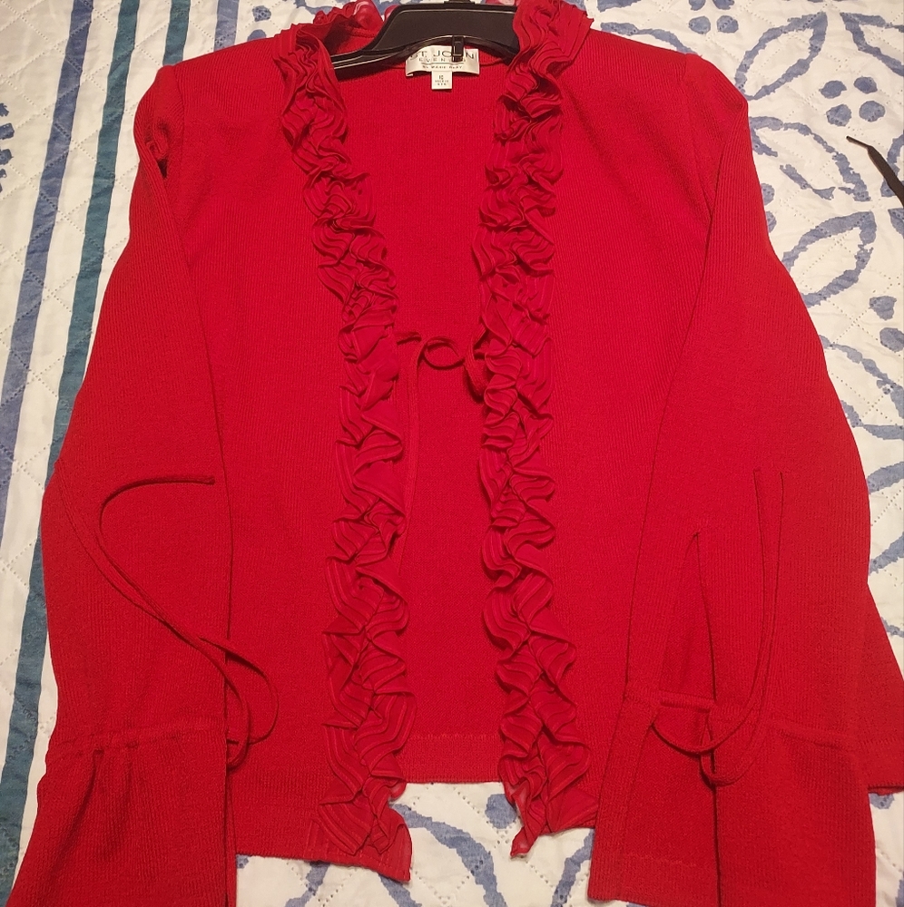 Red cardigan